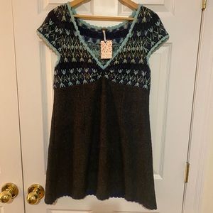 Free People Size Large Gray Wool Sweater Dress